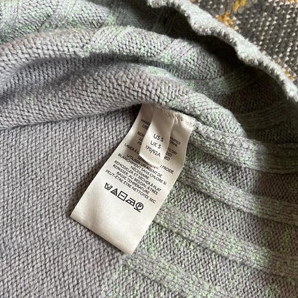 Free People Street Fair Knit Oversized Pullover Sweater Light Green & Grey sz S - Picture 9 of 12